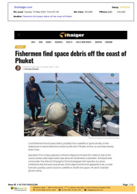 Fishermen find space debris off the coast of Phuket