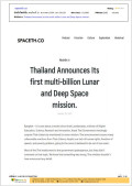 Thailand Announces Its first mult-bibllion Lunar and Deep Space misson.